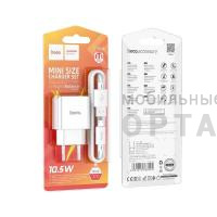 Блок питания сетевой 1 USB HOCO C106A Leisure, 2.1A, кабель микро USB, цвет: белый (1/30/180)