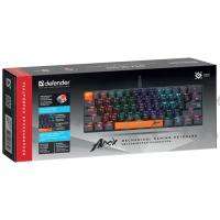 Клавиатура проводная игровая механическая DEFENDER Apex GK-002 RU,3цв/черн,радуж,61к,крас,св (1/18)