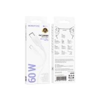 Кабель Type-C to Type-C Borofone BX111 Feliz, 1m, 3A, 60W, белый, не упакован