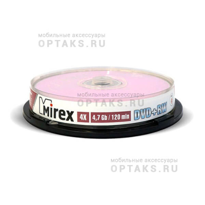 Диск MIREX DVD+RW 4,7 Гб 4X Cake box 10 (10/300)