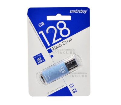 Флешка USB 128Gb SmartBuy V-Cut, USB 3.0, металл, синий